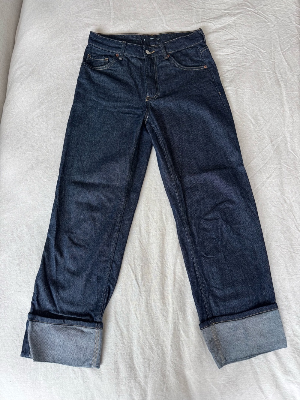 Mango Dark Indigo Straight-Leg Jeans with a Cuff